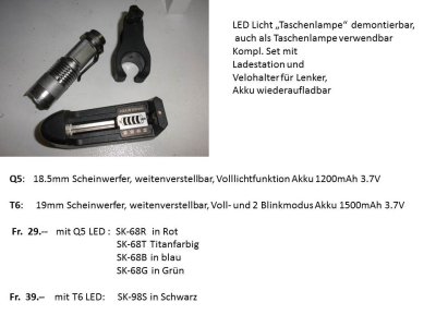 LED Lichtset Taschenlampe blau